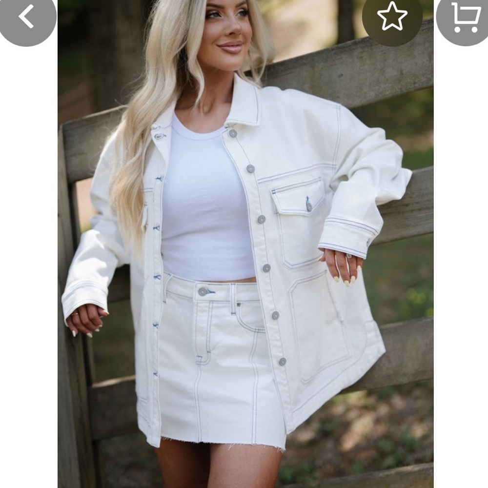 Women’s White Oversized Denim Jacket - Modern Jean Jacket